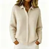 2026 Suéter Cardigan de Punto con Botones y Solapa Transfronterizo Europeo y Americano Chaqueta Otoño e Invierno Nuevo Color Sólido Casual Moda Ropa para Mujer