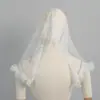 Véu de Renda Francês Retrô para Noiva Novo Estilo Adorno de Cabeça de Renda Acessórios de Casamento Véu Facial Curto Vazado de Camada Única
