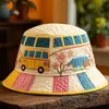 Sitio Web Independiente Transfronterizo Nuevo Modelo Coche de Viaje Patrón Bordado Acolchado Estampado Unisex Sombrero de Pescador Arcoíris Sombrero de Sol
