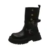 Botas Martin Nuevas Elegantes con Hebilla Otoño/Invierno 2026 para Mujer Versátiles de Gama Alta Suela Gruesa Botas de Media Caña con Felpa