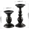 Suporte de Vela Coluna Vintage Preto Fosco Estilo Europeu Recipiente de Vela de Metal Decoração de Casa Festa Casamento Decoração Ornamento Atacado