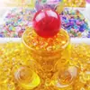 Grão da Sorte Latão Pote de Arroz Ornamento de Vidro Cristal Vermelho Assado Bola de Cristal Vermelha Grande Ornamento