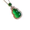 Zhuang Shengsheng - Colgante de joyería con incrustaciones de calcedonia verde, collar de calabaza, colgante de jade con temperamento, regalo de cumpleaños, venta al por mayor, 2 x 3 cm