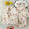 Pijama para mujer de talla grande del sudeste asiático, algodón nube, cárdigan de primavera, cuello solapa, manga larga, pantalón largo, conjunto simple y cómodo para casa