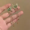 Pendientes de Borla de Metal y Perla Estilo Coreano de Lujo Ligero con Flores Afelpadas, Diamantes Brillantes, Felpa de Copo de Nieve, Pendientes Modernos y Versátiles