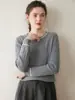 Nuevo Suéter de Cachemira para Otoño e Invierno para Mujer Cuello Redondo Color Contrastante Tejido Trenzado Suéter Elegante que Adelgaza Ajuste Holgado Suéter de Lana para Abrigo