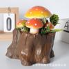 Simulación tocón de árbol grande hongo bonsái oficina sala de estar adornos creativos accesorios para fotos cuenca de combinación verde artificial