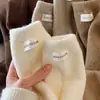 Calcetines Personalizados, Calcetines Peludos, Calcetines de Dormir de Terciopelo de Visón para Mujer, Calcetines de Tela de Invierno con Etiqueta, Calcetines Largos Gruesos con Forro de Felpa para el Hogar