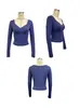 2026 Nuevo Amazon Aliexpress Boutique Stock Listo Camiseta de Manga Larga con Cuello en V para Mujer Top con Copa de Costura Estación Independiente