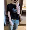 Nova camiseta de manga comprida com blocos de cor cinza escuro 2026 para mulheres, moderna e estilosa, com tecido escovado e espesso, perfeita para o outono