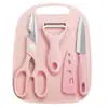 Set de Cuchillos para Comida de Bebé, Cuchillo de Cocina, Cuchillo para Frutas, Tijeras, Tabla de Cortar, Set de Herramientas para Bebé Dos en Uno, Pelador Tres en Uno