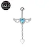 F136 Anillo para el Ombligo Corazón de Cupido Cadena de Alas de Ángel Anillo para el Ombligo G23 Joyería para Piercings Venta al por Mayor