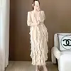 Diseño Vestido Plisado Largo Súper Bonito Gama Alta Comercio Exterior Europeo y Americano Vestido de Noche para Mujer Vestido de Banquete para Niños