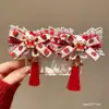 Horquilla Roja Antigua para Niñas, Pasador Chino de Lazo para Niñas, Pasador de Año Nuevo, Accesorio para el Cabello Súper de Hada con Borla Hanfu