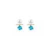 Aretes de Perlas en Cubo de Azúcar de Cristal Azul Océano para Mujer, Nicho de Lujo Accesible, Aretes de Alta Gama y Atmosféricos, Aretes Populares Únicos y Hermosos