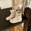 Vibe estilo coreano~ Solado plataforma salto oculto Botas western femininas 2026 Outono/Inverno novo design senso de design cano curto Botas Birkenstock
