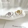 Anillo de Zirconia con Brújula de Estrella de Ocho Puntas Cielo Estrellado Nuevo Estilo para Mujer, Diseño Retro de Nicho, Anillo Abierto Ajustable
