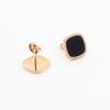 Aretes de tuerca simples de acero de titanio estilo coreano para mujer, moda, curvados, con concha negra cuadrada, celebridad de internet, ins, elegantes, modernos, joyería de acero de titanio