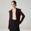Jaqueta de cashmere 100% macia como nuvem, amigável para a pele, com lapela grande, design canelado vertical, zíper bidirecional, cardigã de cashmere moderno e versátil