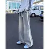 Jeans de Pierna Recta con Tres Barras para Hombre Casual Simple Versátil para el Trabajo Caída Suelta Pierna Ancha Caída Cordón Pantalones Largos