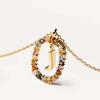 Collar europeo y americano transfronterizo de 26 letras en español para mujer, cadena de clavícula versátil, diseño de nicho con gema de cristal