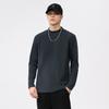 Otoño e invierno terciopelo de doble cara cuello semi-alto forro de soporte moda versátil para hombre grueso semi-cálido color liso manga larga hombre negro