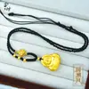 Chapado en Oro Real, Fuerte Retención del Color, Oro Arena Antiguo, Collar de Calabaza Buda Maitreya Estilo Chino, Nueva Cadena para Suéter Estilo Chino, Cuerda de Loto al por Mayor