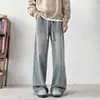 Calça jeans masculina retrô japonesa personalizada/estilo Hong Kong, corte reto solto, calça dad de perna larga com caimento fluido, calça longa da moda para o dia a dia
