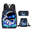 Mochila escolar de tres piezas con diseño de robot cósmico y astronauta, ideal para niños de primaria y secundaria.