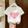 Camiseta de manga corta de algodón puro para niñas, nuevo estampado de dibujos animados de verano, top casual versátil para niños mayores