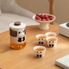 Conjunto de chá de viagem Wenchuang Panda terno Um pote Quatro xícaras Copo expresso de acampamento ao ar livre Portátil Presente de acompanhamento de cerâmica
