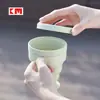 Taza de Agua Plegable con Asa Portátil para Viaje Taza de Silicona de Grado Alimenticio Camping al Aire Libre Taza para Cepillarse los Dientes y Enjuagarse la Boca con Tapa