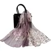 Bufanda Larga de Bloqueo de Doble Color 50160 DIY Versátil Bufanda de Gasa de Seda con Tacto Similar a la Seda, Bufanda de Georgette para Mujer, Bufanda Fina de Seda