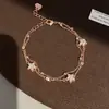 Xiaohongshu Mais Vendido Pulseira Flor Zircônia Losango Luxo Leve Toque de Alto Padrão Estilo Mori Versátil Exquisite Joia de Mão Atacado