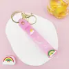 Llavero Colgante de Cordón de Cuero con Letra Transparente Brillante con Accesorios Estilo Muñeca Rellena de Aceite Encanto de Llavero Pulsera Venta al por Mayor