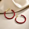Brincos Retrô Cor de Vinho Estilo Hong Kong, Novos Modelos Outono e Inverno, Argolas Elegantes da Moda com Toque de Luxo, Acessórios de Orelha Femininos na Moda