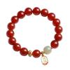 Pulseira de Ágata Vermelha Natural Feminina Pulseira de Jade Hetian Benmingnian Feijão Vermelho Antigo Conta de Transferência Feijão Acácia Joias