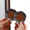 Posavasos de Aleación de Plata Antigua China, Posavasos de Bambú, Aislamiento Térmico, Soporte para Taza de Té, Platillo, Accesorios para Juego de Té Kung Fu con Estante de Almacenamiento