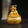 Novo Dourado Areia Zhao Gongming Tigela do Tesouro Enfeites Giratórios Decoração de Mesa de Escritório Enfeites da Fortuna Enfeites do Deus Marcial da Riqueza