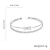 Pulseira Aberta de Zircônia em Laço Dupla Camada Simples e Estilosa Design de Nicho Pulseira de Alta Qualidade Joia Retrô Europeia e Americana