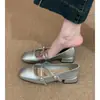 Chuyuji 2026 Primavera Nuevos Zapatos Mary Jane Vintage de Punta Cuadrada con Doble Correa para Mujer, Estilo Francés de Noche, Tacón Grueso, Boca Baja