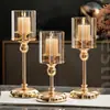 Portavelas de Metal y Vidrio Adornos Cena a la Luz de Velas Adornos de Mesa Sencillo Moderno Ceremonia de Boda Accesorios de Boda Decoración de Habitación Modelo
