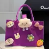 Bolsa de compras de boneca de feltro, bolsa tote para celebração de 100 dias de bebê infantil, grande capacidade, em estoque, presente para cerimônia de entrada na escola