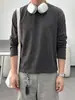 Camiseta de Manga Larga de Color Sólido Estilo Simple MYQ para Hombre Otoño Nuevo Holgada Base de Algodón Puro Estilo Coreano Ropa para el Trabajo