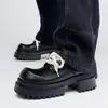 Zapatos Derby Big Toe Mickey para Hombre, Suela Gruesa de 7 cm, Punta Cuadrada, Zapatos de Cuero Casual Versátiles, Marca Nicho de Moda, Zapatos para Hombre que Aumentan la Altura