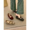 Zapatos de Salón Rojos de Gamuza con Punta Cuadrada Retro y Elevación Interna para Mujer Otoño Nuevo Estilo Coreano Zapatos Mary Jane Estilo Ballet