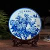 Plato de porcelana cerámica Jingdezhen, decoración china para el hogar, plato pastel azul y blanco, adornos artesanales para regalo, venta al por mayor