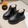 Botines cortos de moda para niños con forro polar de invierno, estilo británico, botines de moda con cremallera lateral para niños, estilo Martin, botas de moda de suela blanda para niñas