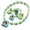 Conjunto de Joias de Contas Desenho Animado para Meninas Colar com Pingente Acrílico Infantil Pulseira Acessórios para Fantasia de Festa de Meninas