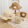 Sombreros para Niños, Sombreros de Pescador de Verano para Mujer, Sombreros de Paja, Juego de Dos Piezas, Elegantes y Lindos, Sombreros de Sol con Protección Solar de Flores